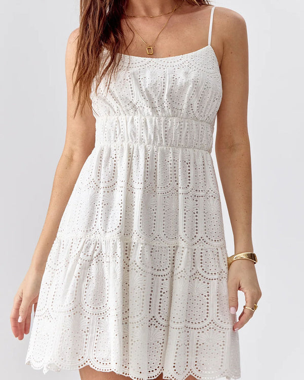 Greylin Llana Eyelet Pineapple Mini Dress In White