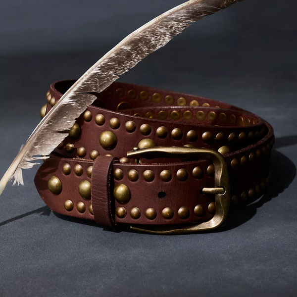 Free People SOLA STUD BELT IN COGNAC