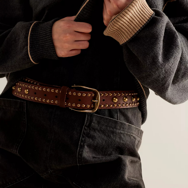 Free People SOLA STUD BELT IN COGNAC
