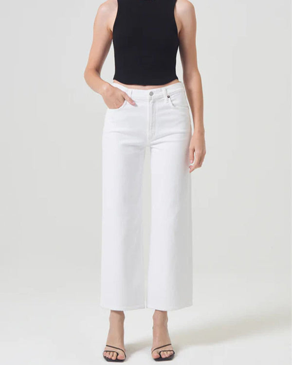 Agolde Harper Crop Jean Mid Rise Relaxed In Sour Cream