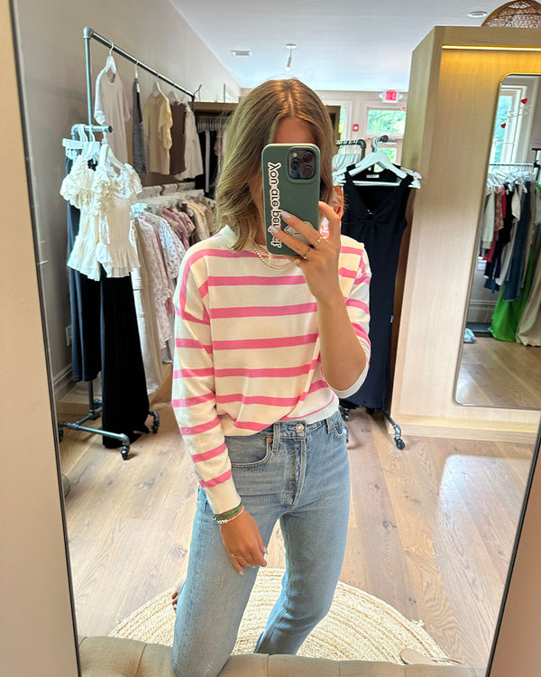 Deluc Vela Striped Sweater In Pink