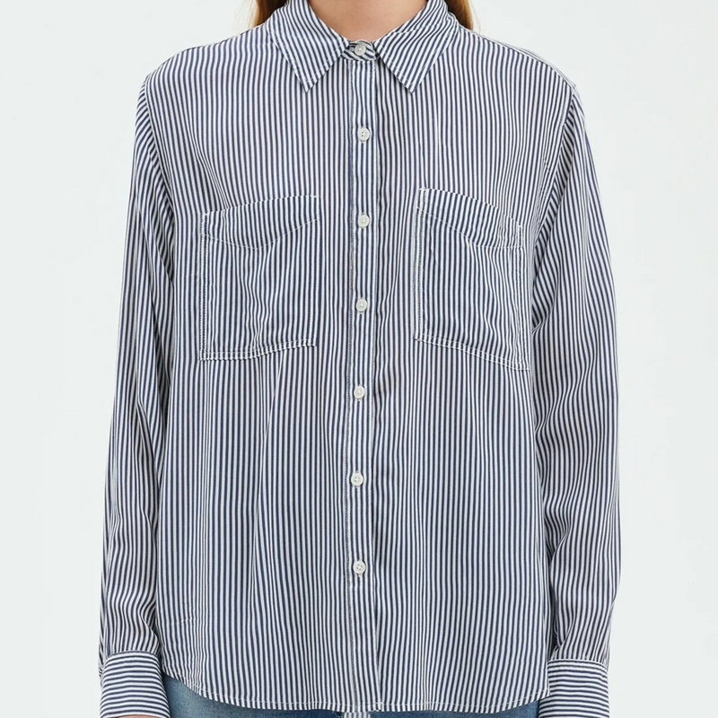 Daze PALISADES BUTTON UP IN BLUESTONE STRIPE