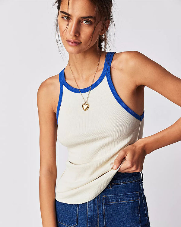 Free People Only 1 Ringer Tank In Ivory Combo