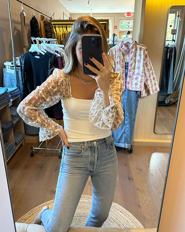 Free People Gimme Butterflies LS In Ivory Combo