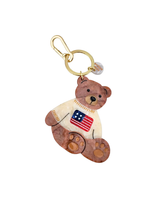 Solar Eclipse HAND PAINTED AMERICANA TEDDY BEAR   CHARM + KEYCHAIN