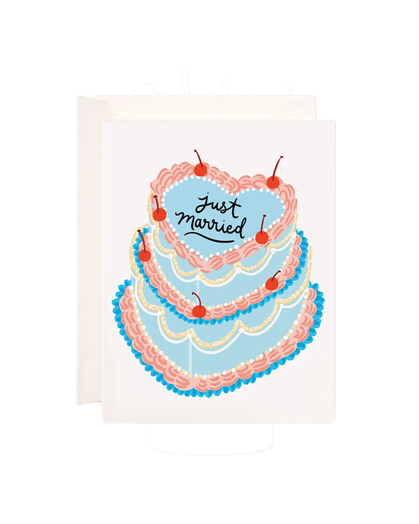 Bloomwolf Studio JUST MARRIED CAKE WEDDING CARD