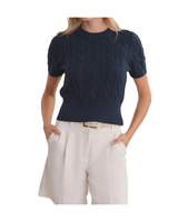 525 CABLE KNIT CAP SLEEVE CREW NECK