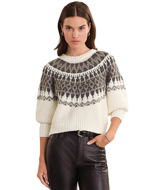 525 ALORA PUFF SLEEVE FAIRE ISLE SWEATER
