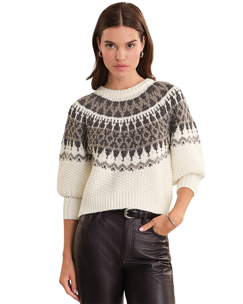 525 ALORA PUFF SLEEVE FAIRE ISLE SWEATER