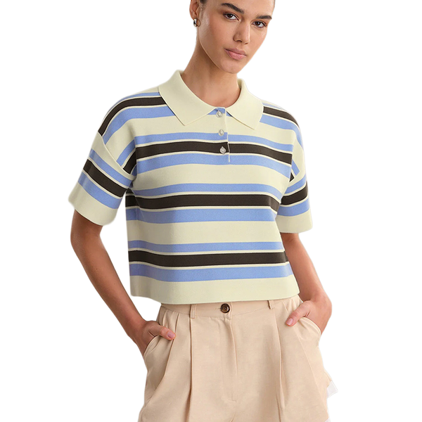 525 CROPPED STRIPE POLO – Shopfado