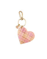 Solar Eclipse HAND-PAINTED PINK PLAID HEART BAG CHARM + KEYCHAIN