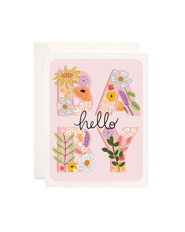 Bloomwolf Studio HELLO BABY PINK GREETING CARD