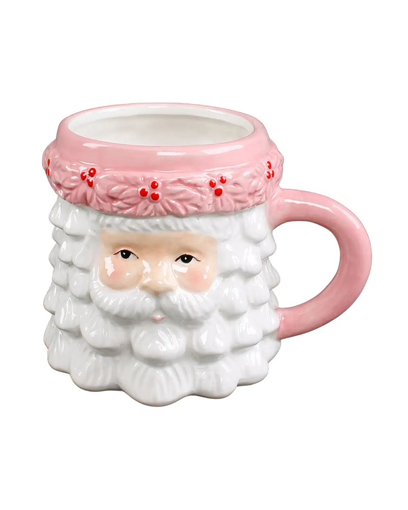 Flora Bunda Inc 18 OZ PINK CERAMIC SANTA MUG
