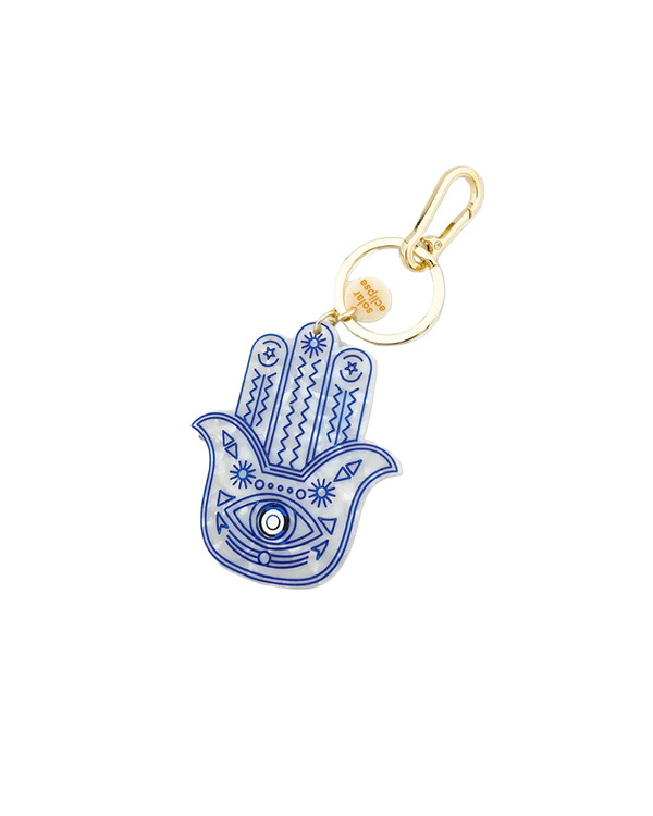 Solar Eclipse HAND-PAINTED HAMSA HAND BAG CHARM + KEYCHAIN