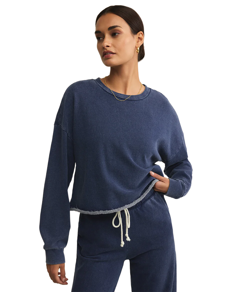Z Supply CIRCUIT KNIT DENIM SWEATSHIRT