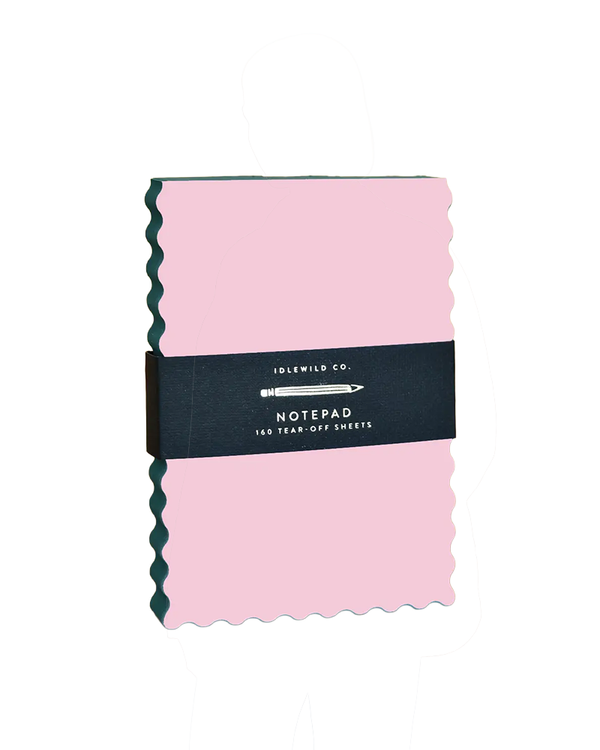 Idlewild Co. MINI WAVE SHAPED NOTEPAD Pink + Evergreen Edge