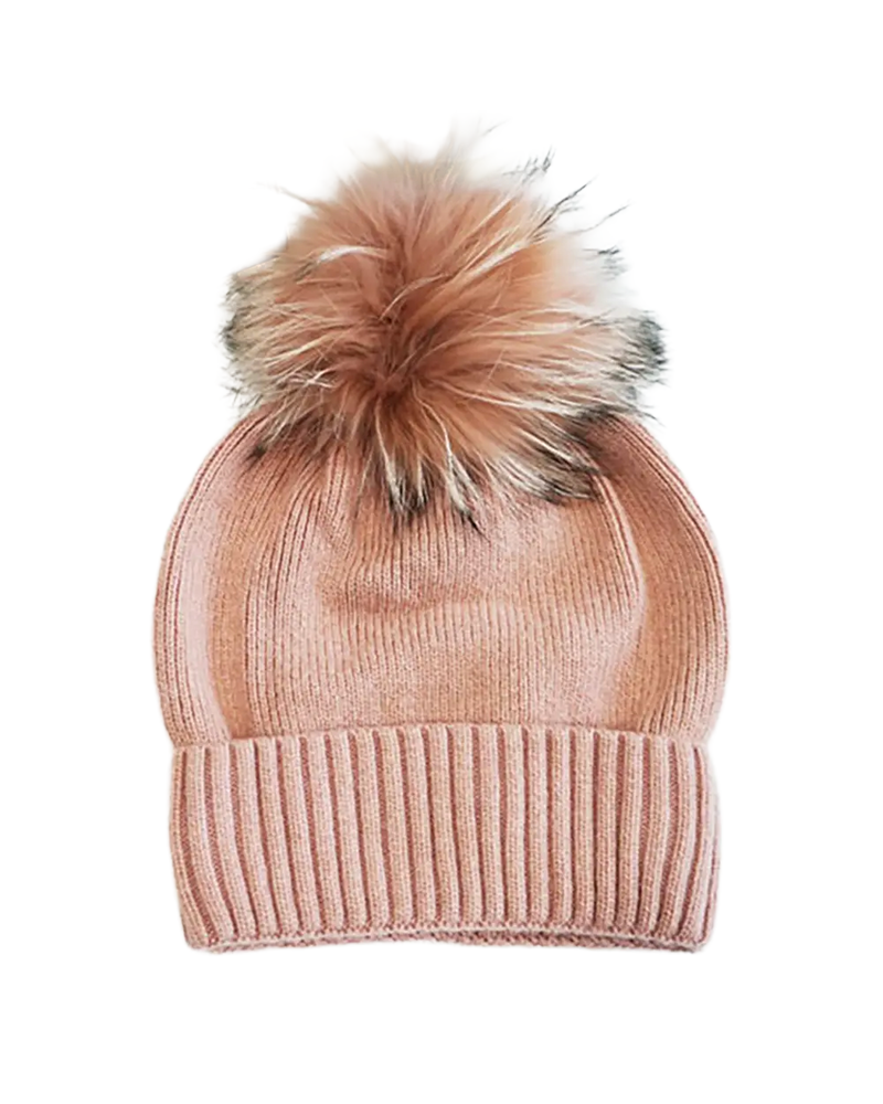 Fado FOX FUR POM SLOUCHY KNIT WINTER BEANIE – Shopfado display picture 1