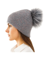 Fado FAUX FUR POM SPARKLY RIBBED KNIT BEANIE
