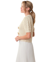 525 CABLE PUFF SLEEVE BOW CARDIGAN