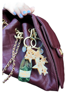 Solar Eclipse HAND PAINTED CHAMPAGNE BAG  CHARM + KEYCHAIN