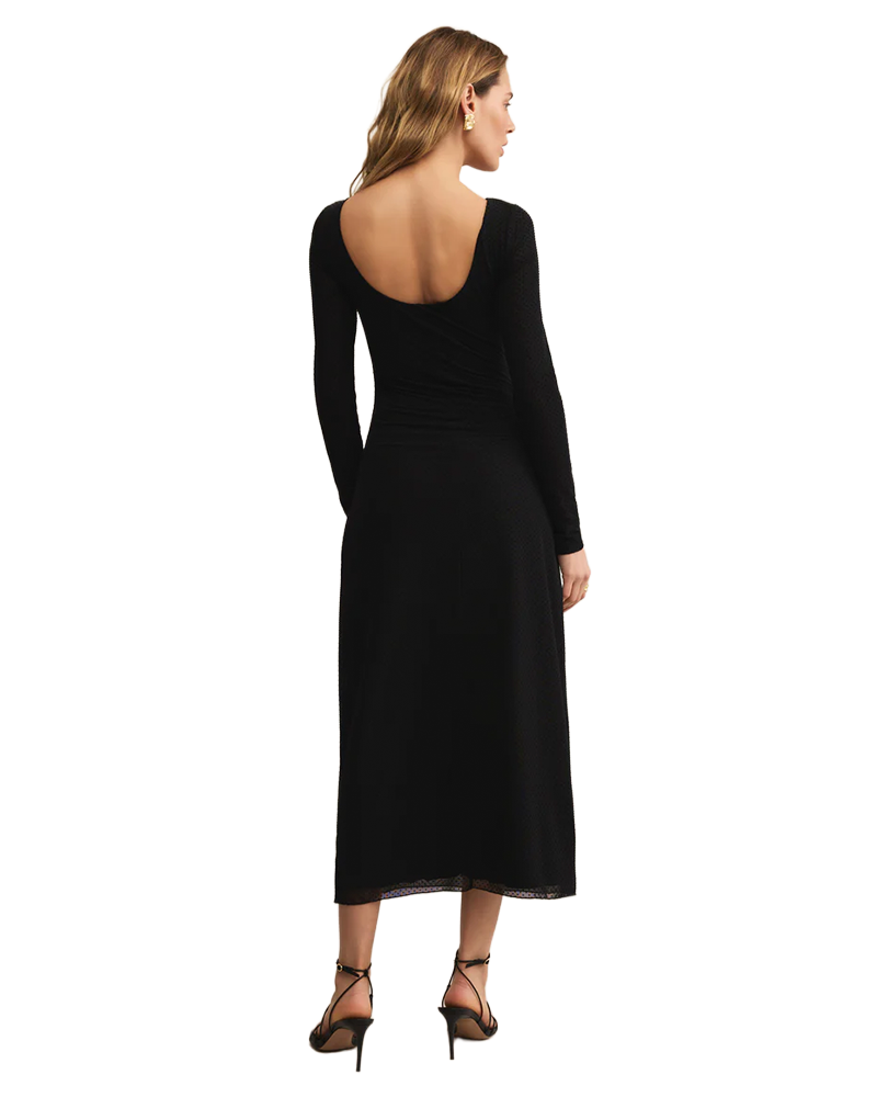 knee length dresses for ladies Off Track Black Bodycon Midi Dress With Sheer Sleeves – Club L London