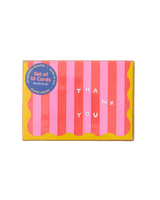 And Here We Are STRIPED SCALLOPED THANK YOU CARD SET OF 10