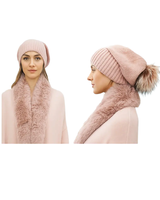 Fado FOX FUR POM SLOUCHY KNIT WINTER BEANIE