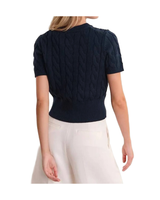 525 CABLE KNIT CAP SLEEVE CREW NECK