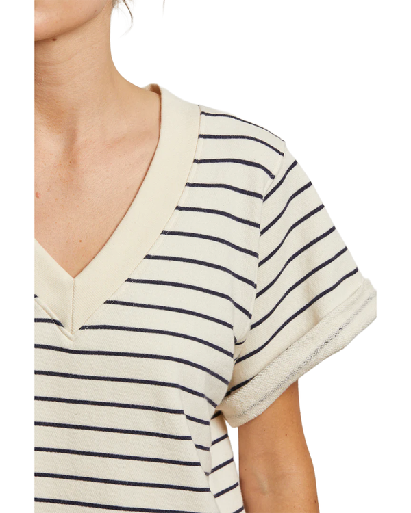 PerfectWhiteTee BRIGGS FRENCH TERRY SS ROLLED SLEEVE CREW SWEATSHIRT