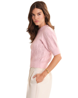 525 BLAIRE CABLE KNIT PUFF SLEEVE PULLOVER