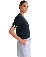 525 ELBOW PUFF SLEEVE BUTTON FRONT CARDI