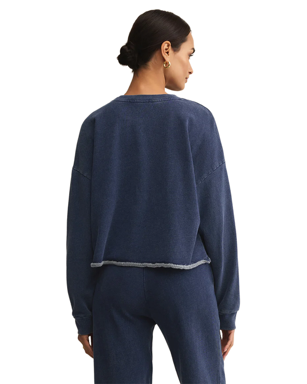 Z Supply CIRCUIT KNIT DENIM SWEATSHIRT