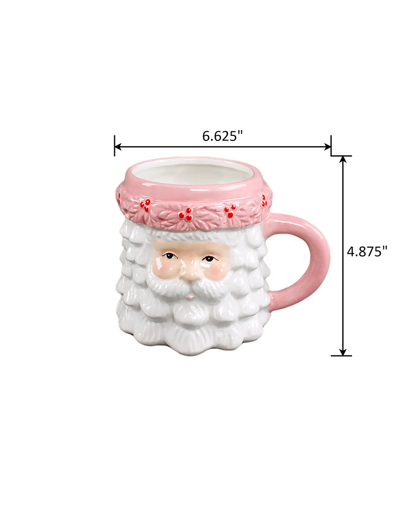 Flora Bunda Inc 18 OZ PINK CERAMIC SANTA MUG