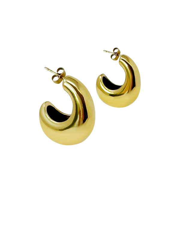 E+Y CRESCENT HALO GOLDEN HOOP EARRINGS