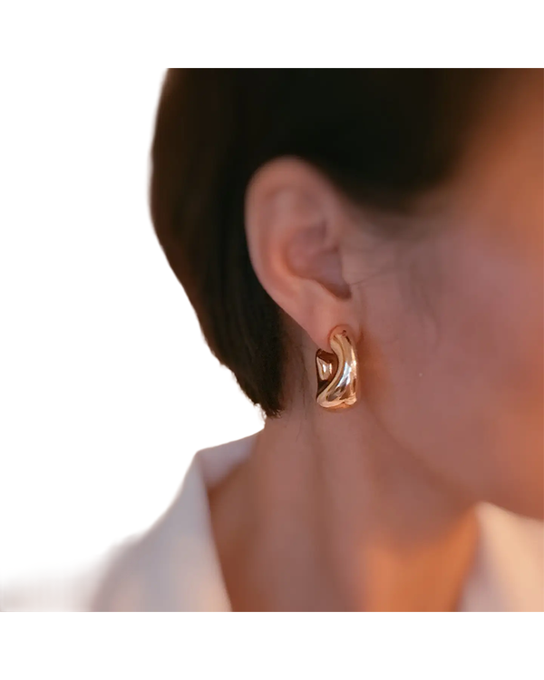 LIC E+Y ABSTRACT EDGY HOOP EARRINGS
