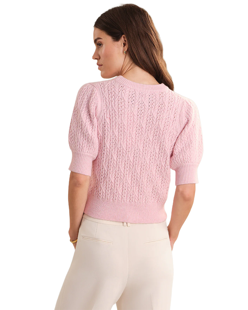 525 BLAIRE CABLE KNIT PUFF SLEEVE PULLOVER