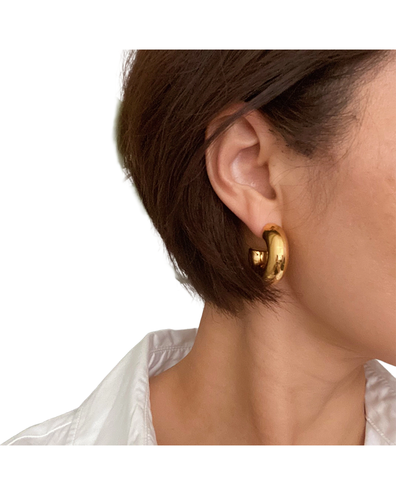 E+Y POLISHED HOLLOW DAILY HOOP EARRINGS