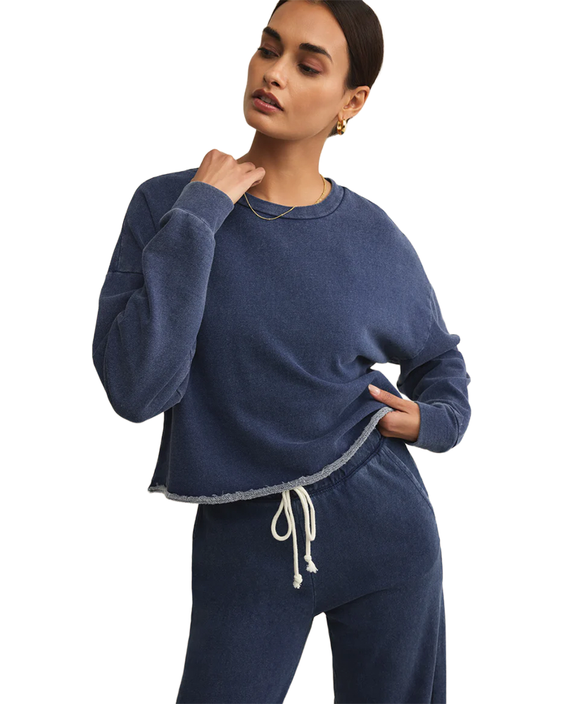 Z Supply CIRCUIT KNIT DENIM SWEATSHIRT