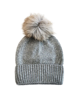 Fado FOX FUR POM SLOUCHY KNIT WINTER BEANIE