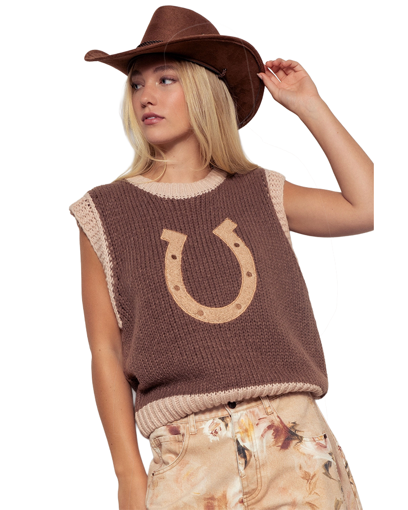 Urban Daizy WESTERN HORSESHOE CROCHET VEST