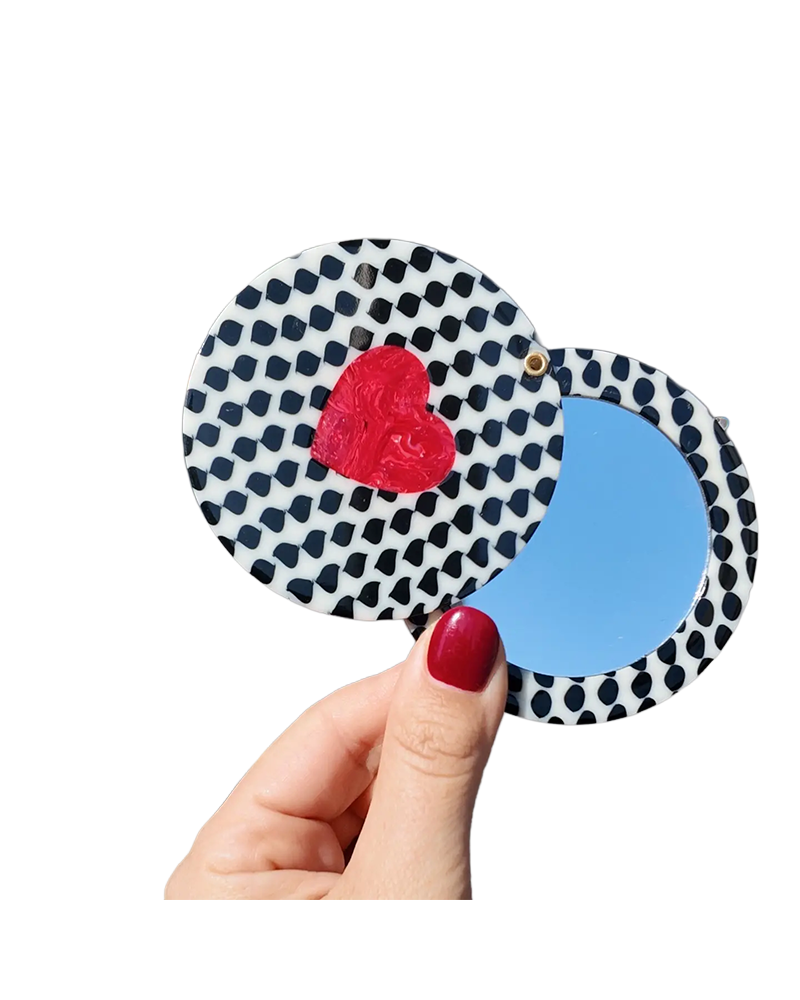 Solar Eclipse POLKA DOT HEART COMPACT MIRROR