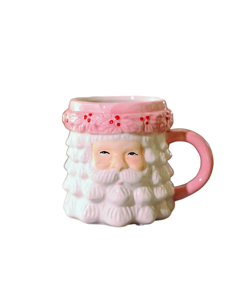Flora Bunda Inc 18 OZ PINK CERAMIC SANTA MUG