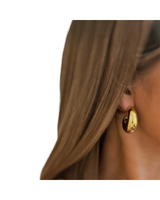 E+Y CRESCENT HALO GOLDEN HOOP EARRINGS