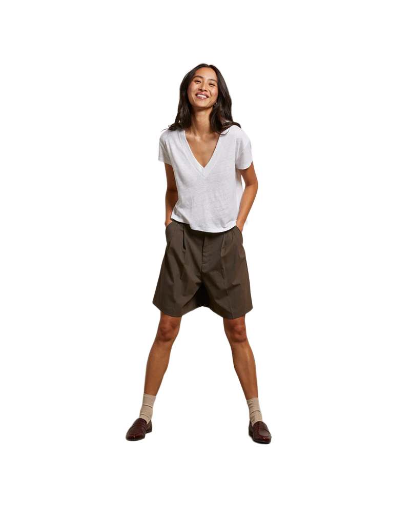 PerfectWhiteTee ROSIE LINEN JERSEY V-NECK