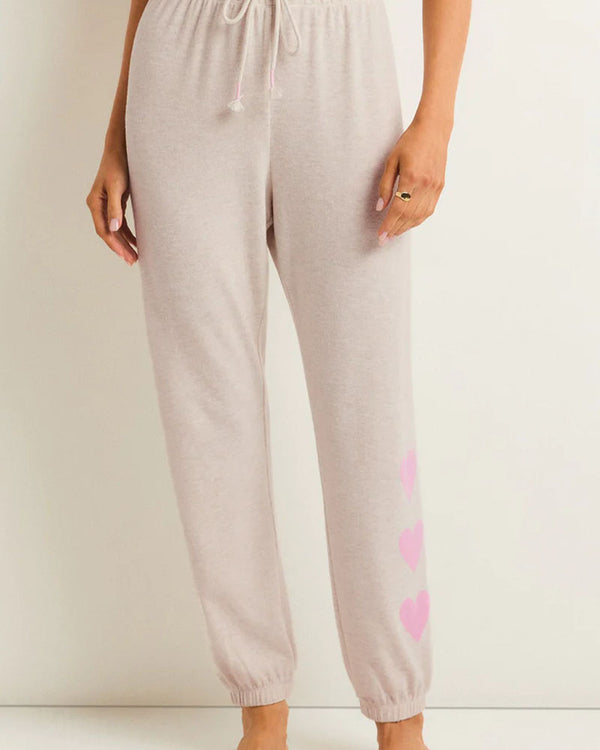 Z Supply Heart To Heart Jogger In Heather Linen
