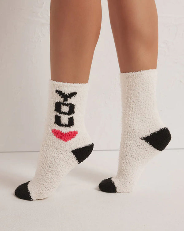 Z Supply 2 Pack Plush Love You Socks In Vanilla Ice