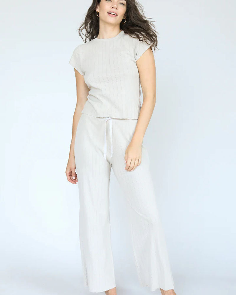 Perfectwhitetee Mary Pointelle Sleep Pant In Sand