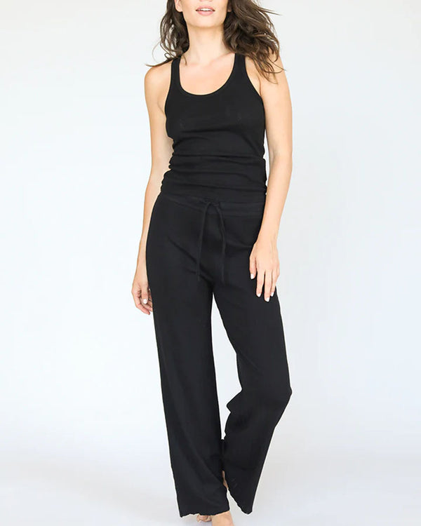 Perfectwhitetee Mary Pointelle Sleep Pant In True Black