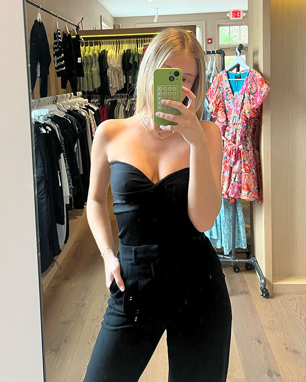 Suzette Long Knotted Front Tube Top In Black