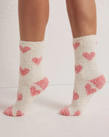Z Supply 2 Pack Plush Heart Socks In Vanilla Ice